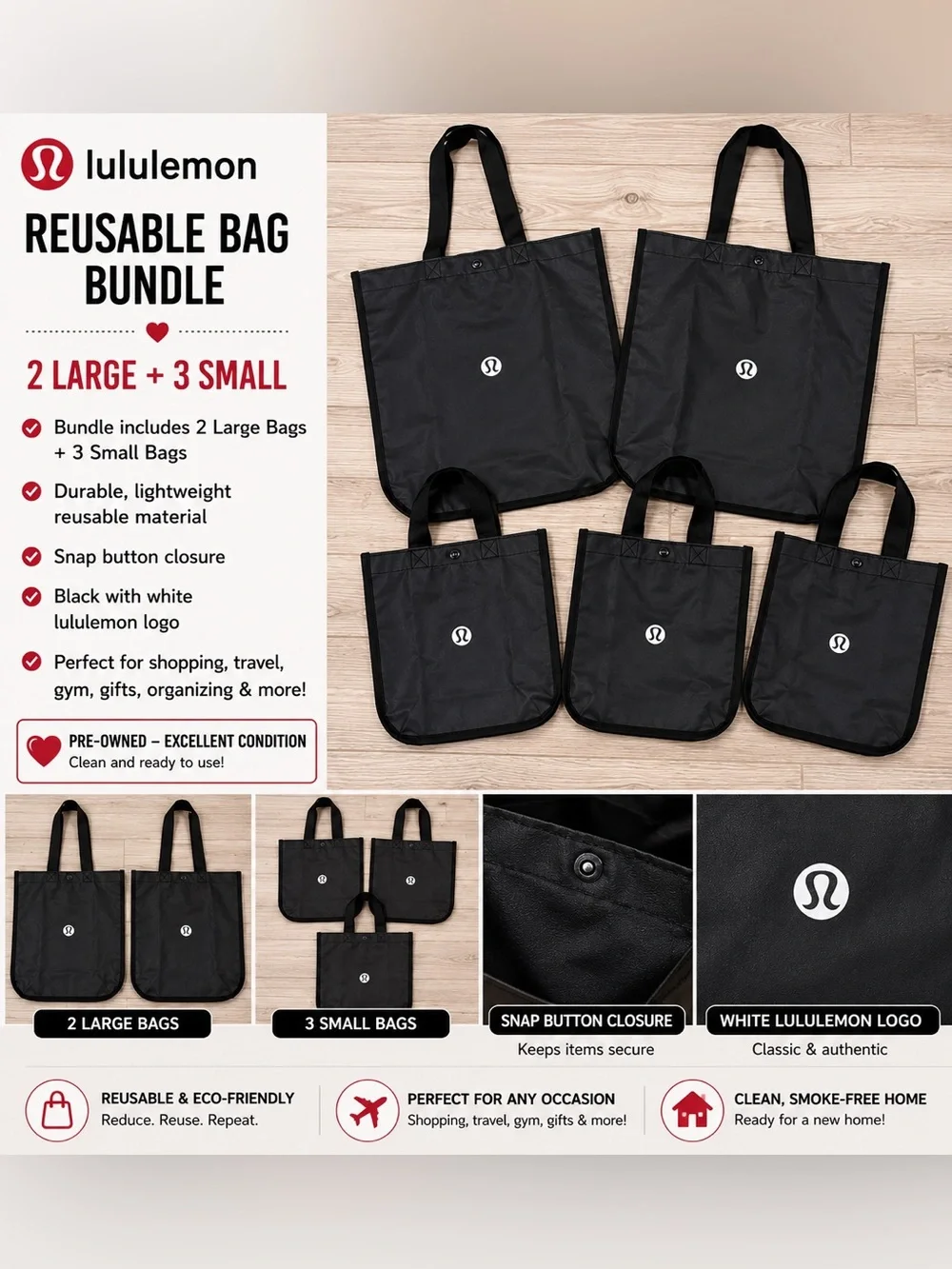 are lululemon reusable bags free Large Tote Carryall Gym Bag (Black) : Clothing, Shoes & Jewelry Lululemon Reusable Bag Guide- Manufacturer's